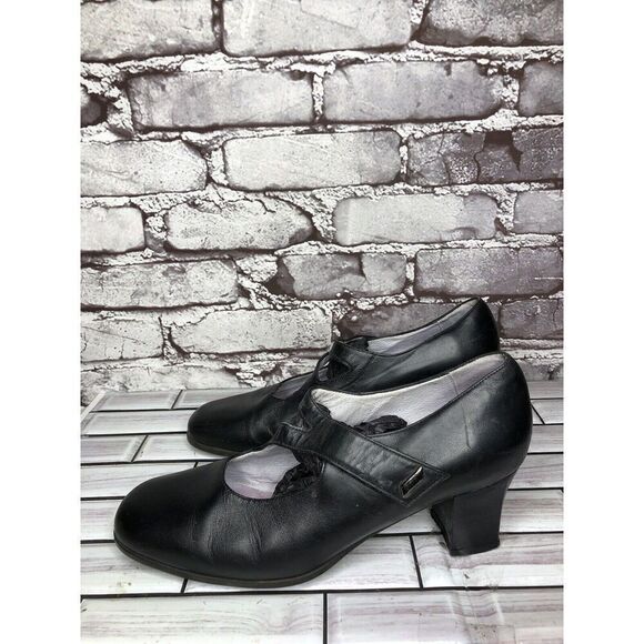 BeautiFeel Black Leather MaryJane Comfort Casual Pump Heels Women’s 39EU/8.5M US - Picture 1 of 16